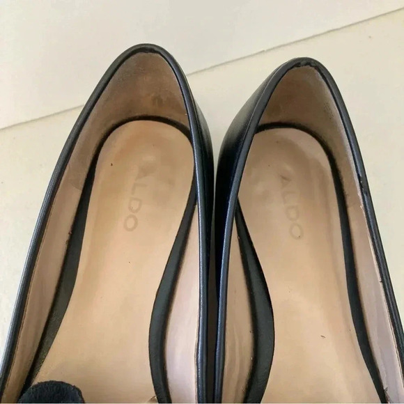 Aldo women's black leather point toe‎ slip on flats size 8 - Picture 7 of 16